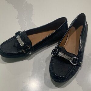Coach Black Loafers with Silver Accents